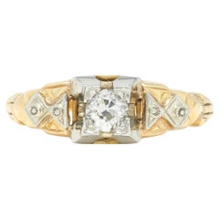 Vintage 0.23 CTW Old European Cut Diamond 14 Karat Two-Tone Gold Engagement Ring
