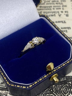 Retro 0.25ct Diamond Solitaire with Accents 18K Yellow Gold & Platinum Ring