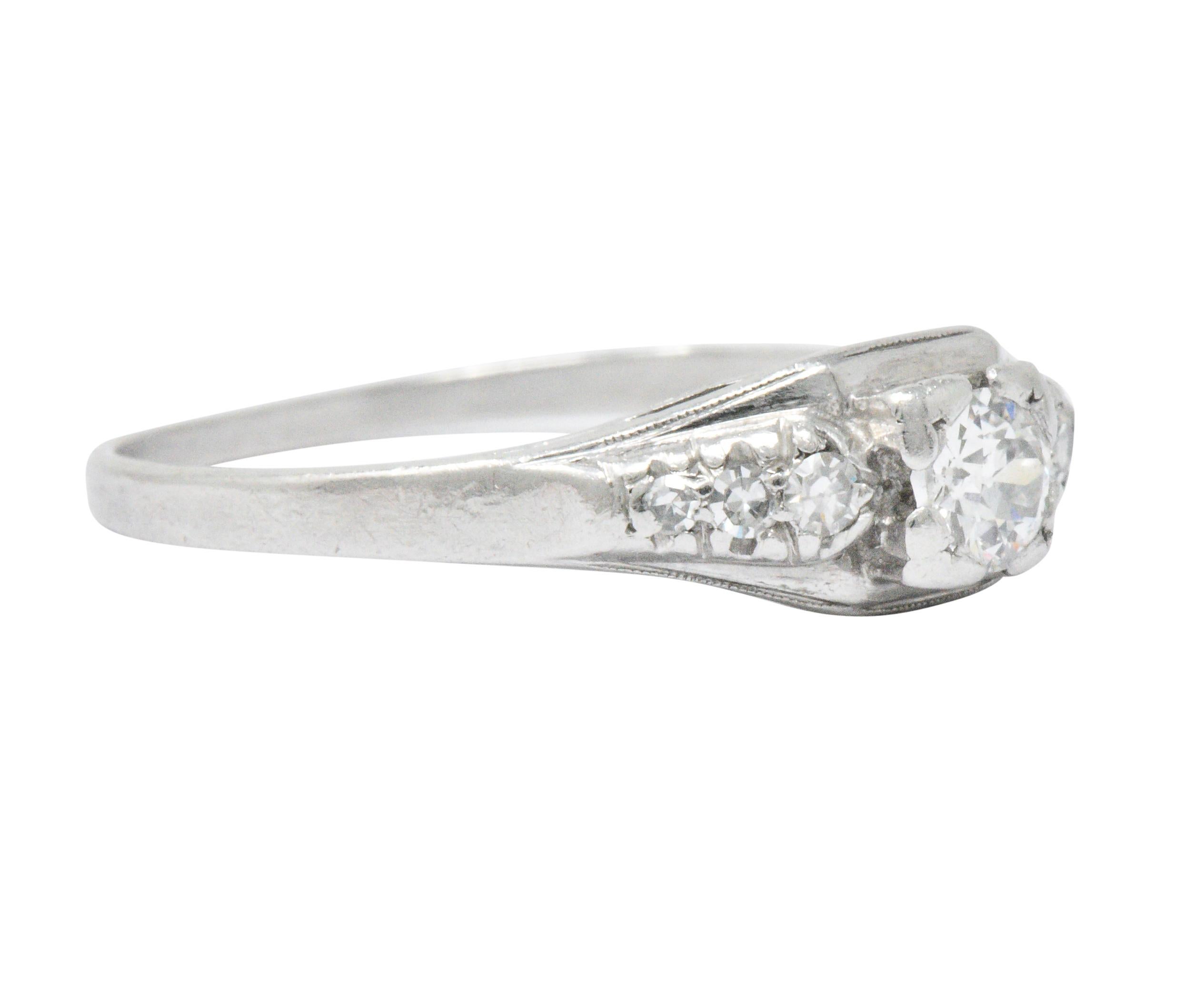 Retro 0.30 Carat Diamond Platinum Engagement Ring In Excellent Condition In Philadelphia, PA