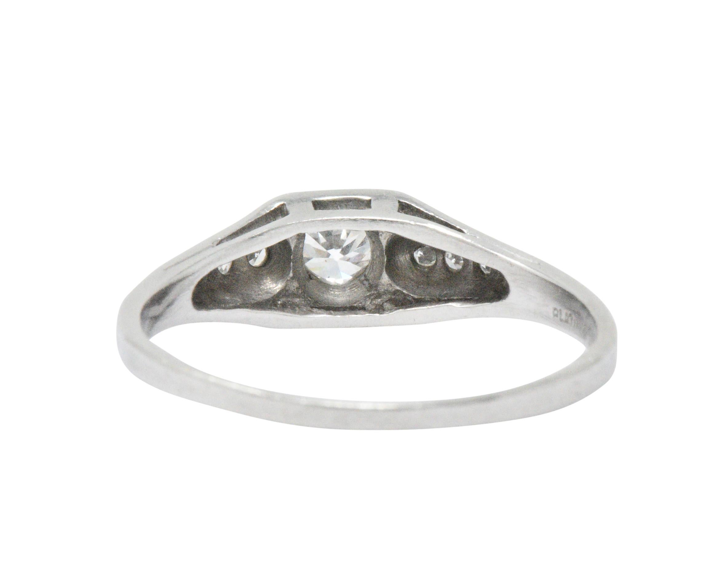 Women's or Men's Retro 0.30 Carat Diamond Platinum Engagement Ring