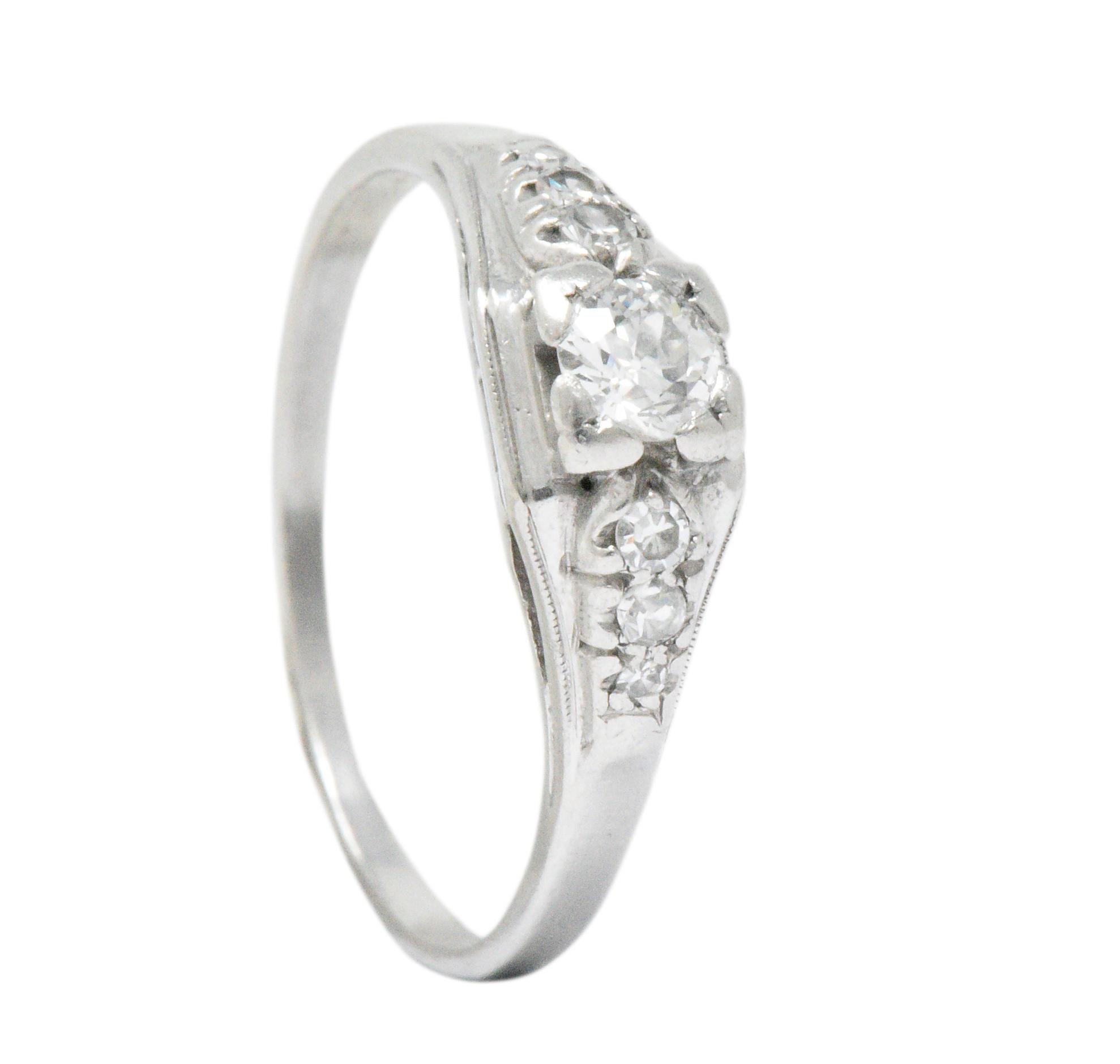 Retro 0.30 Carat Diamond Platinum Engagement Ring 2