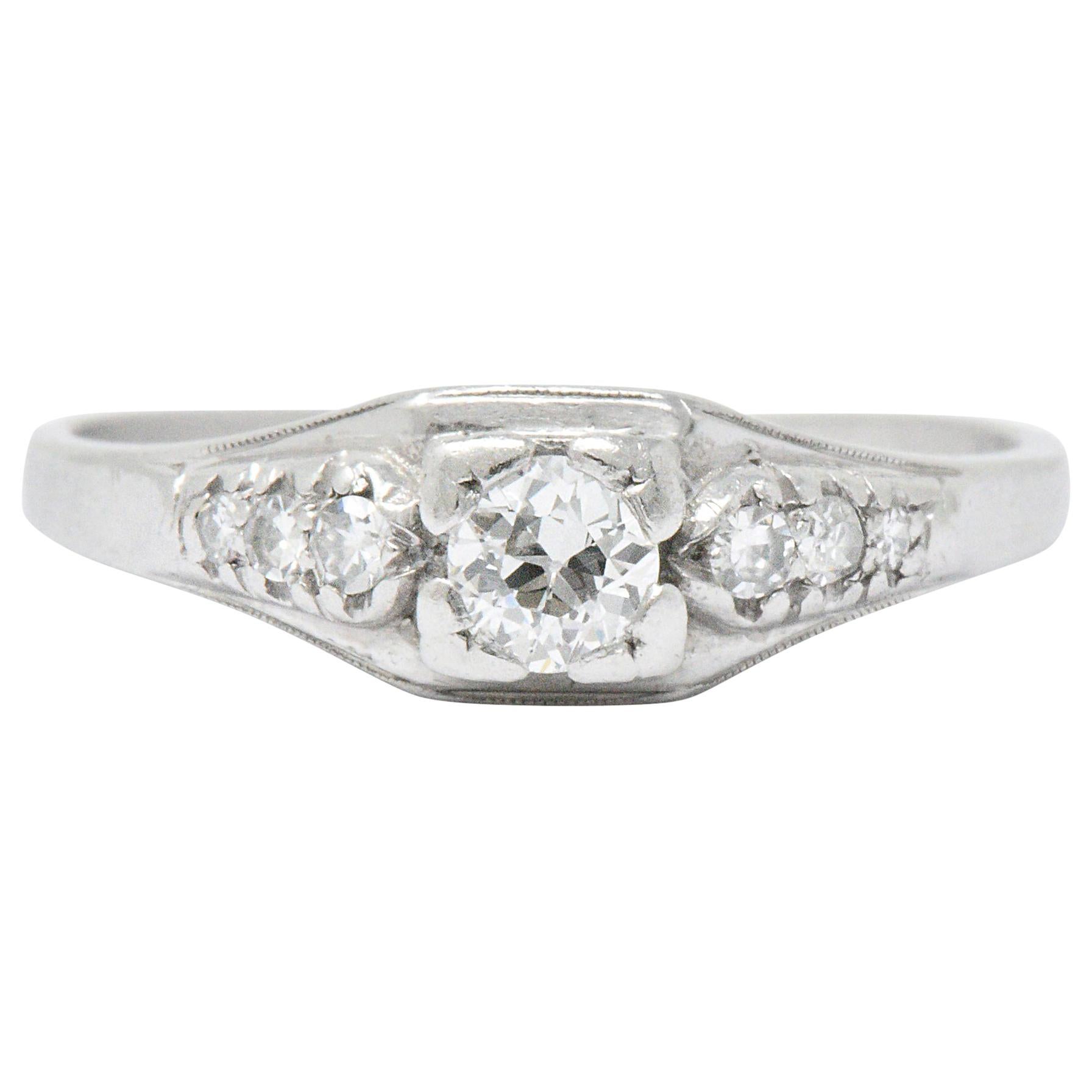Retro 0.30 Carat Diamond Platinum Engagement Ring