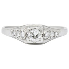 Retro 0.30 Carat Diamond Platinum Engagement Ring
