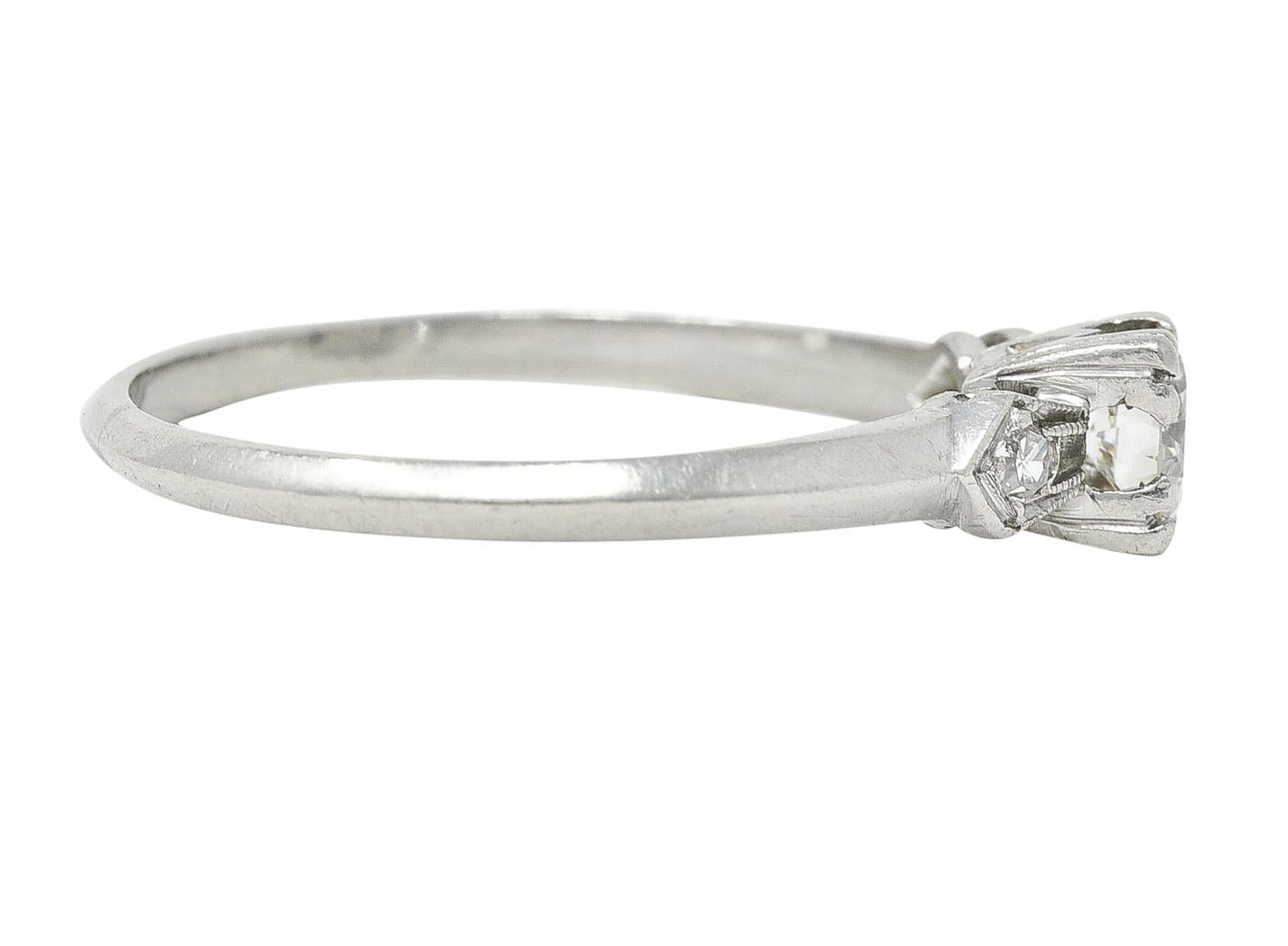 Retro 0.30 CTW Old European Cut Diamond Platinum  Vintage Engagement Ring  In Good Condition For Sale In Philadelphia, PA