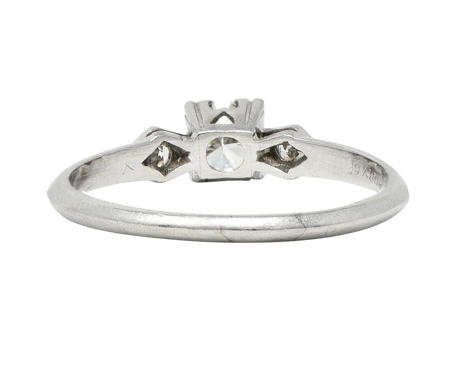 Women's Retro 0.30 CTW Old European Cut Diamond Platinum  Vintage Engagement Ring  For Sale