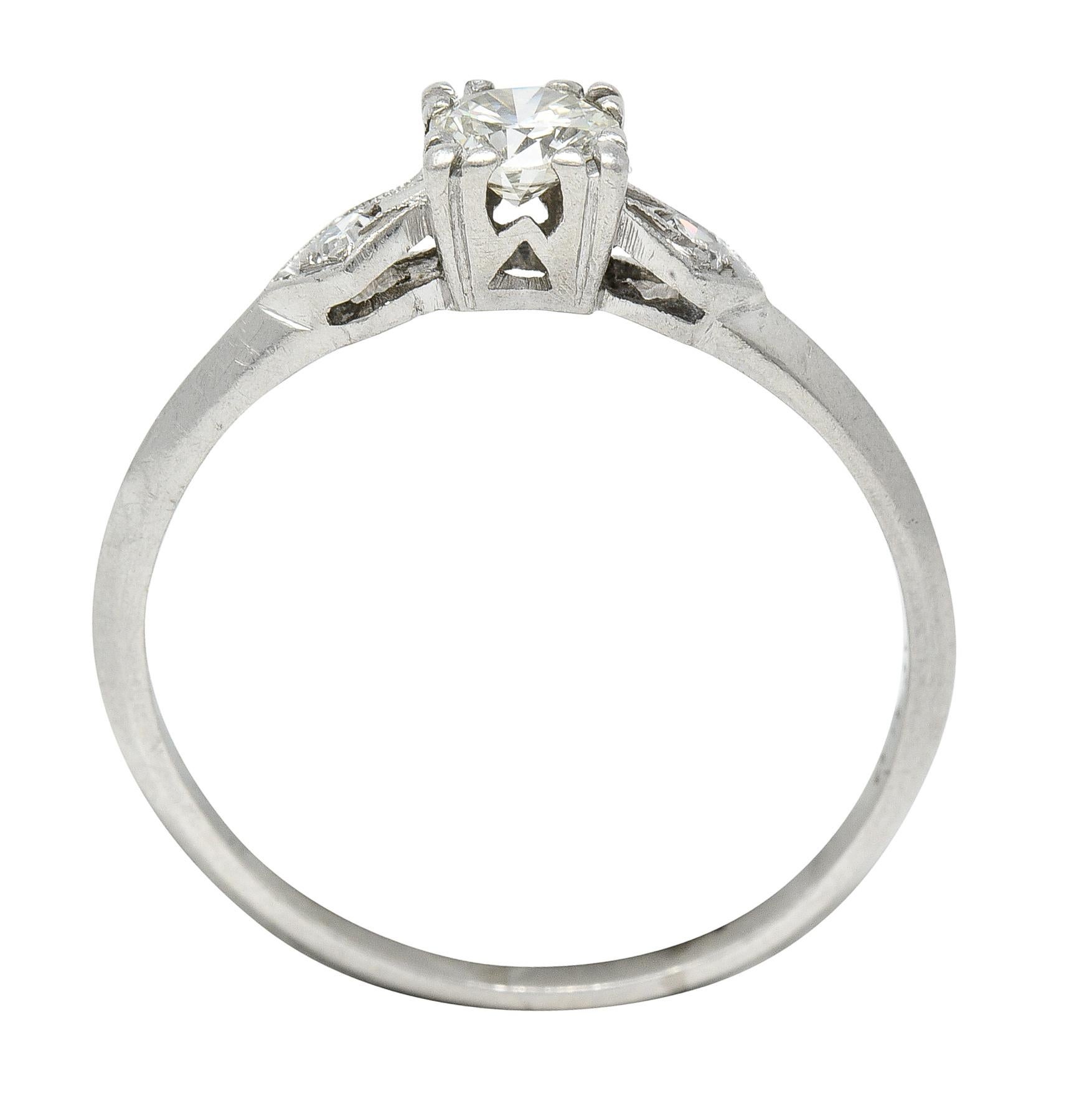 Retro 0.30 CTW Old European Cut Diamond Platinum  Vintage Engagement Ring  For Sale 3