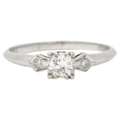Vintage 0.30 CTW Old European Cut Diamond Platinum  Vintage Engagement Ring 
