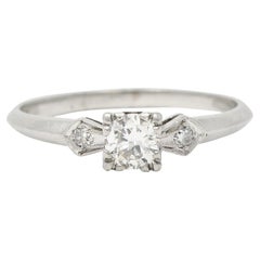 Retro 0,30 CTW Antiguo Diamante talla europea Platino  Anillo de compromiso vintage