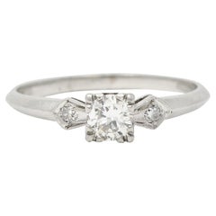 Retro 0.30 CTW Old European Cut Diamond Platinum  Vintage Engagement Ring 