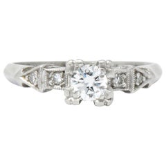 Retro 0.31 Carat Diamond Platinum Engagement Ring Retro 0.31 Carat Diamond Platinum Engagement Ring