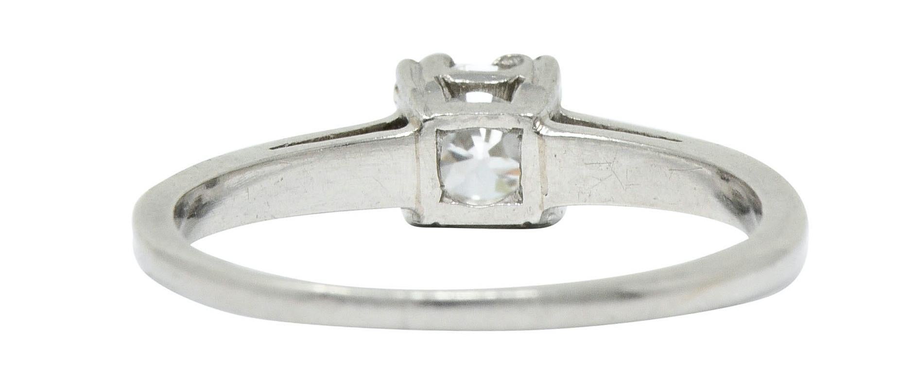 Round Cut Retro 0.33 Carat Diamond Platinum Cathedral Basket Engagement Ring