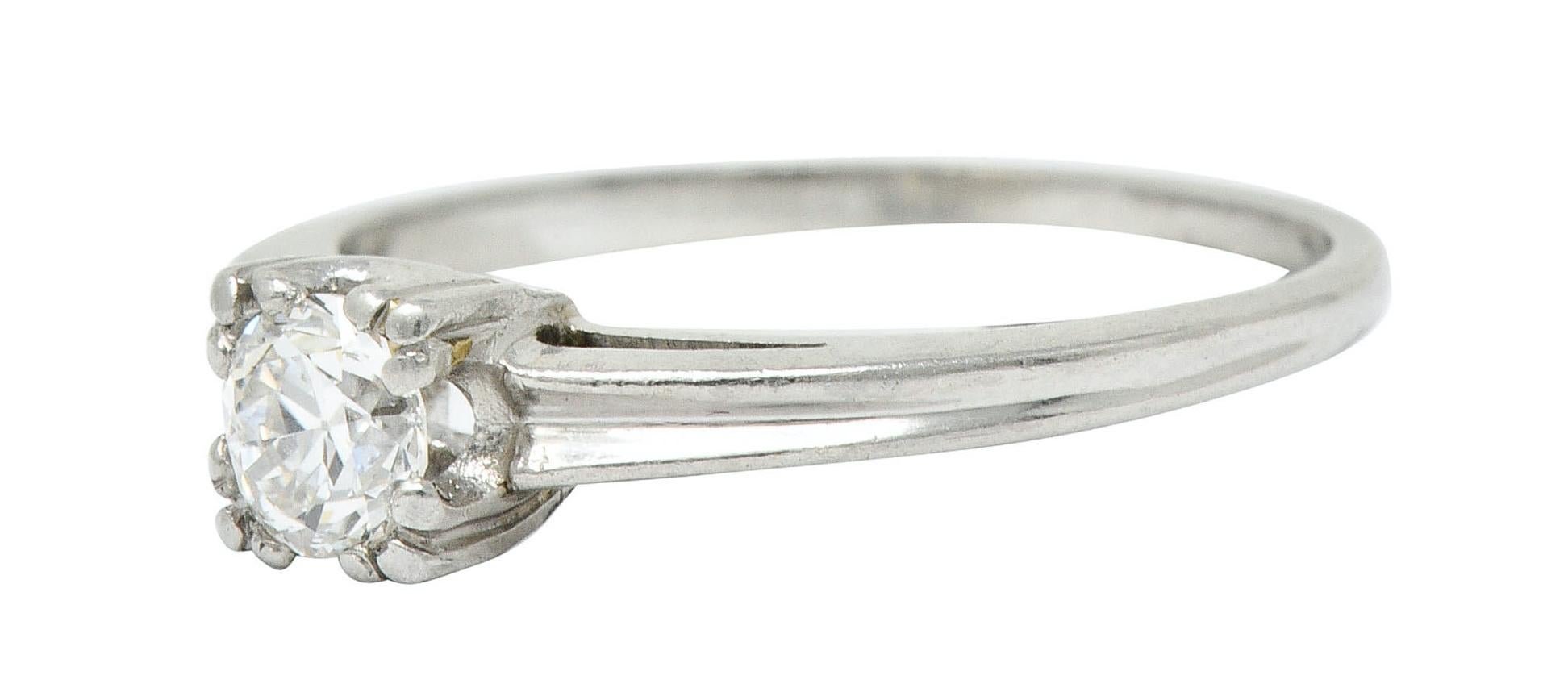 Women's or Men's Retro 0.33 Carat Diamond Platinum Cathedral Basket Engagement Ring