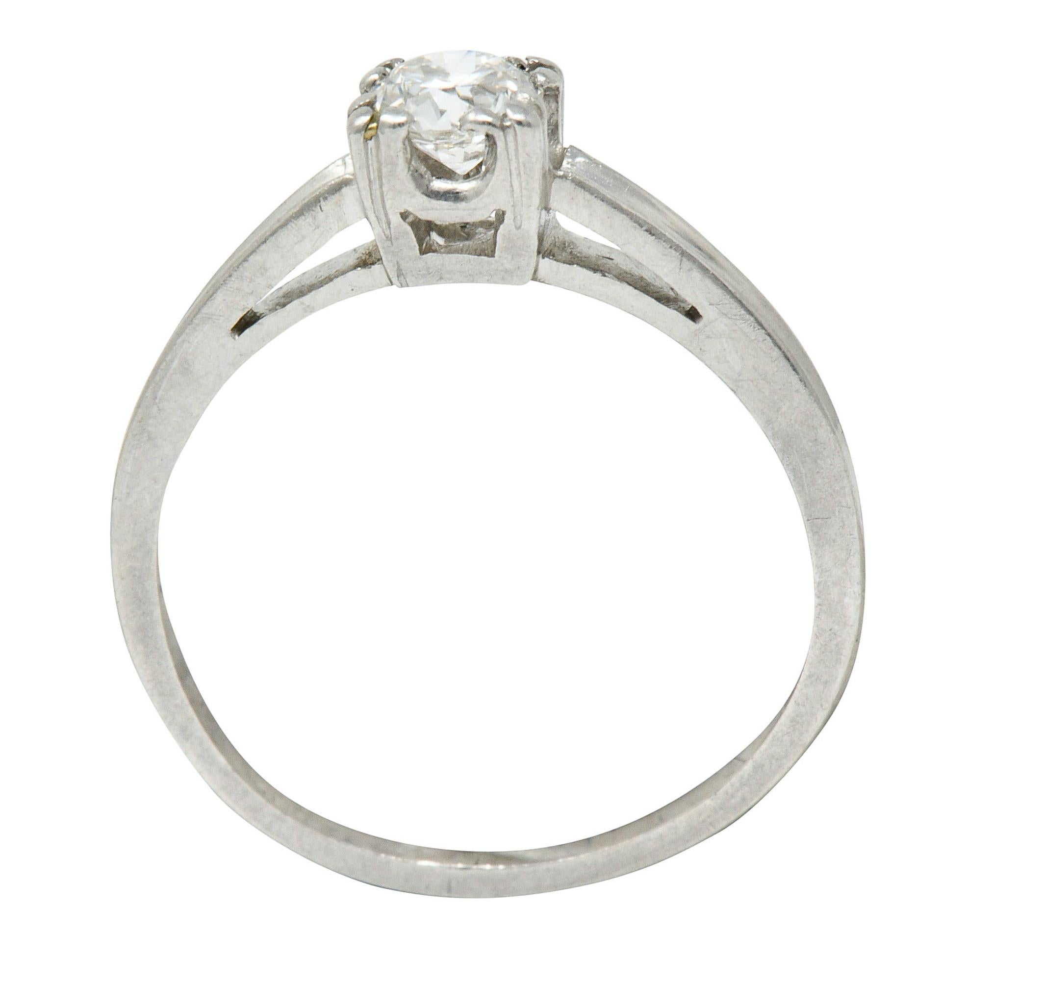 Retro 0.33 Carat Diamond Platinum Cathedral Basket Engagement Ring 1