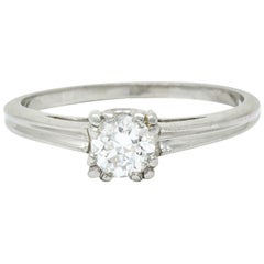 Vintage 0.33 Carat Diamond Platinum Cathedral Basket Engagement Ring