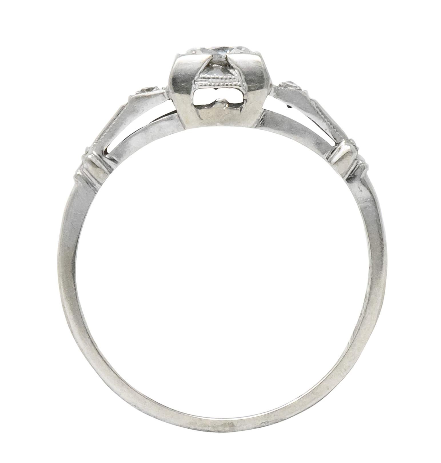 Retro 0.35 Carat Diamond 18 Karat White Gold Engagement Ring, circa 1950 1