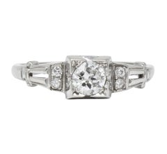 Retro 0.35 Carat Diamond 18 Karat White Gold Engagement Ring, circa 1950