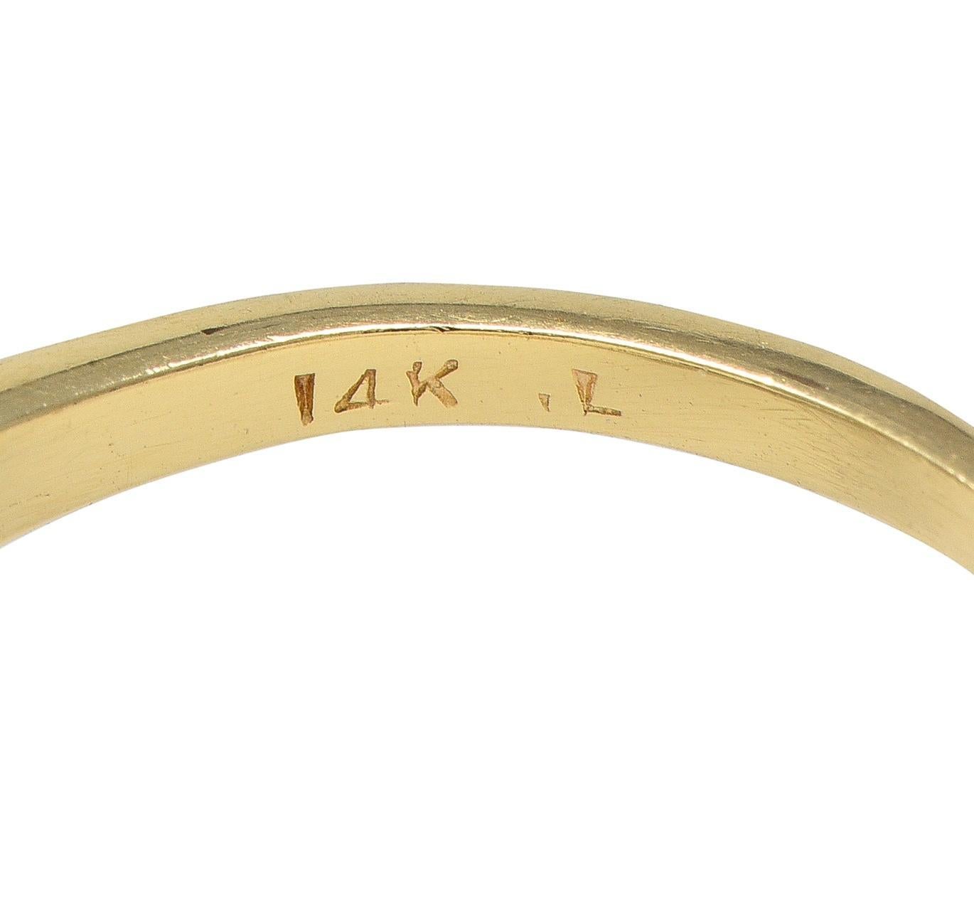 Retro 0,35 CTW Diamant im Übergangsschliff 14 Karat Gold Vintage By Verlobungsring Damen im Angebot