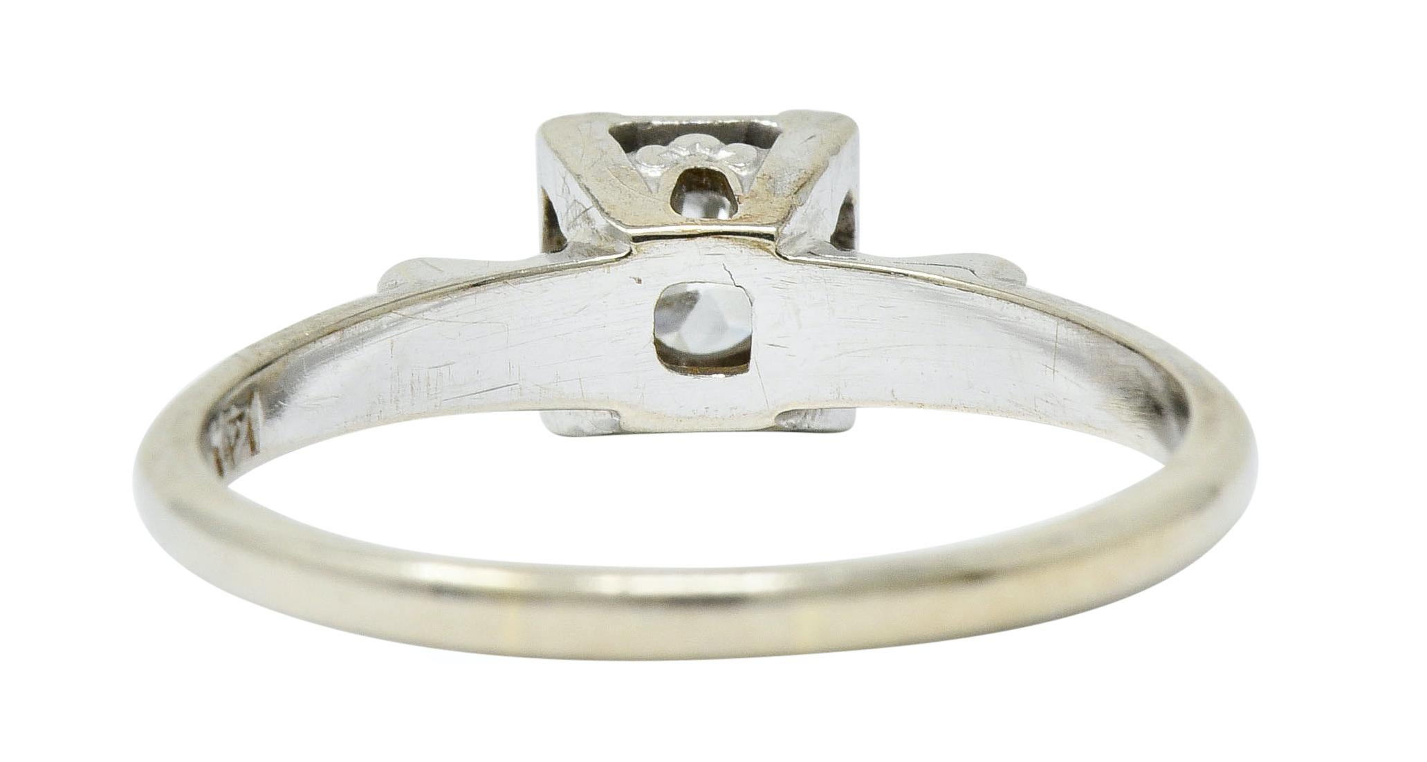 Retro 0.40 Carat Diamond 14 Karat White Gold Blossom Engagement Ring In Excellent Condition In Philadelphia, PA