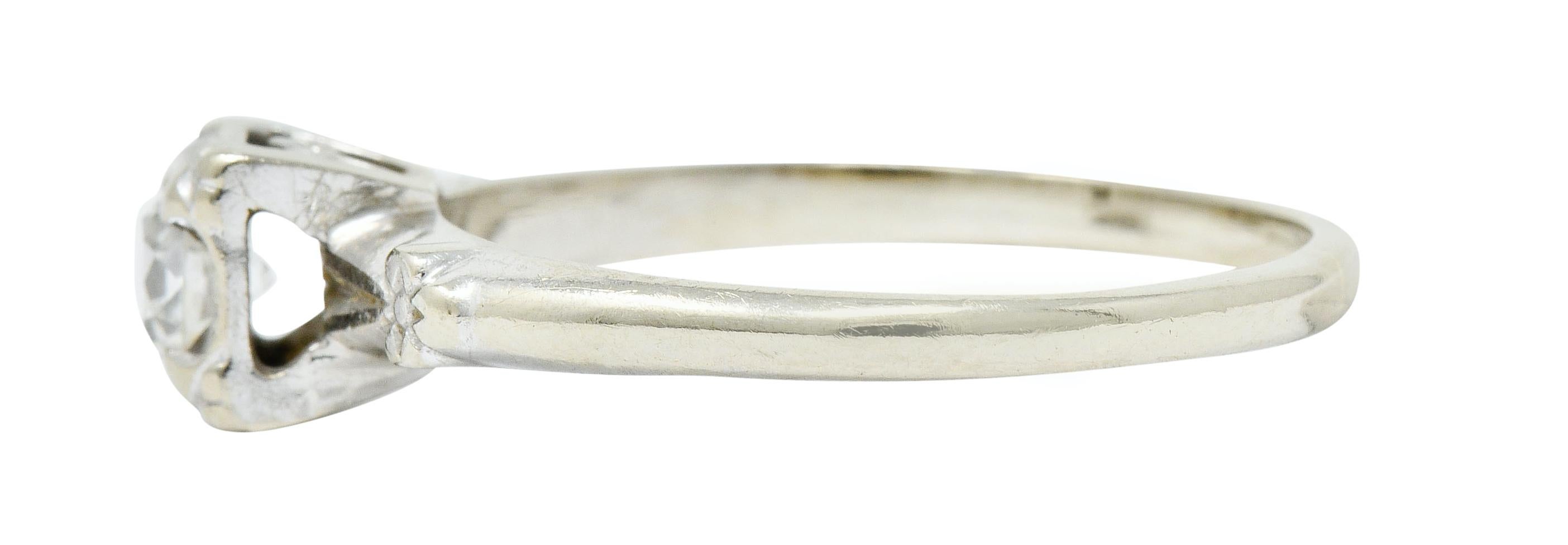 Women's or Men's Retro 0.40 Carat Diamond 14 Karat White Gold Blossom Engagement Ring