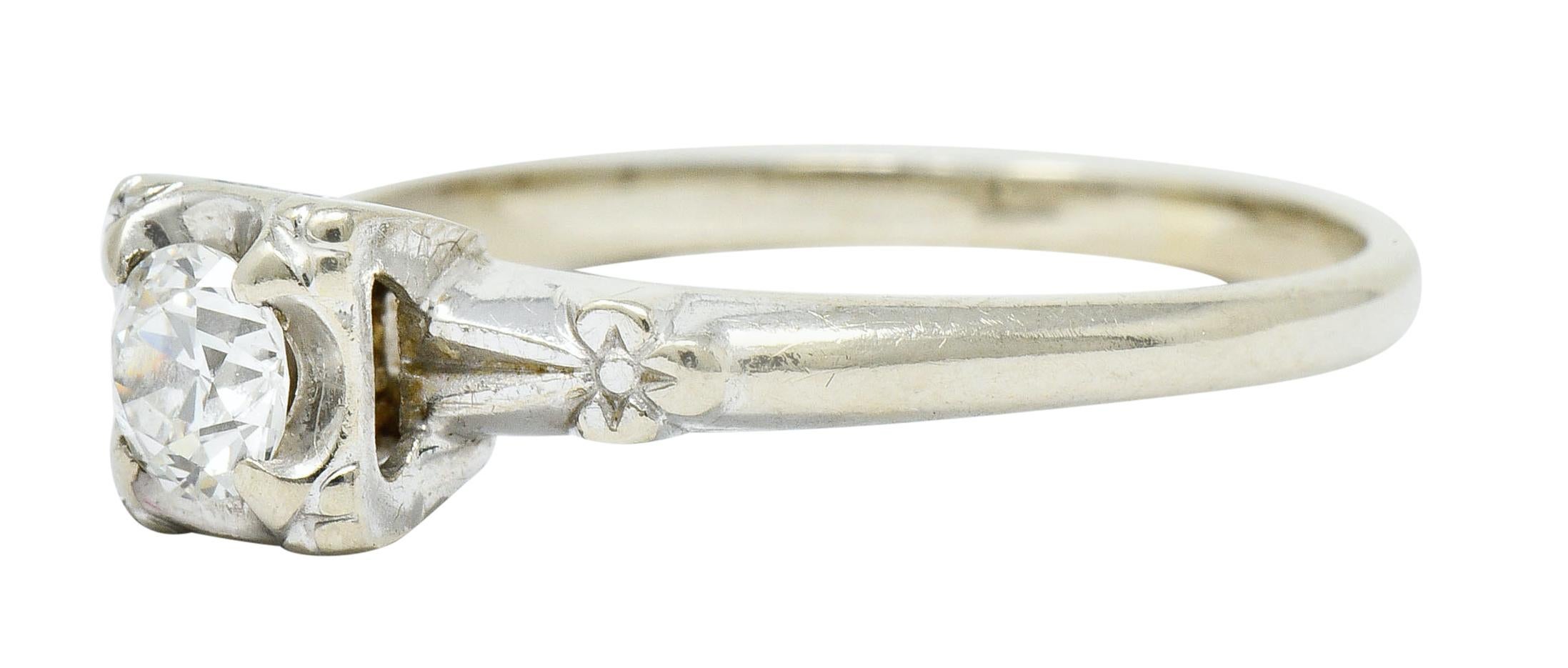 Retro 0.40 Carat Diamond 14 Karat White Gold Blossom Engagement Ring 1