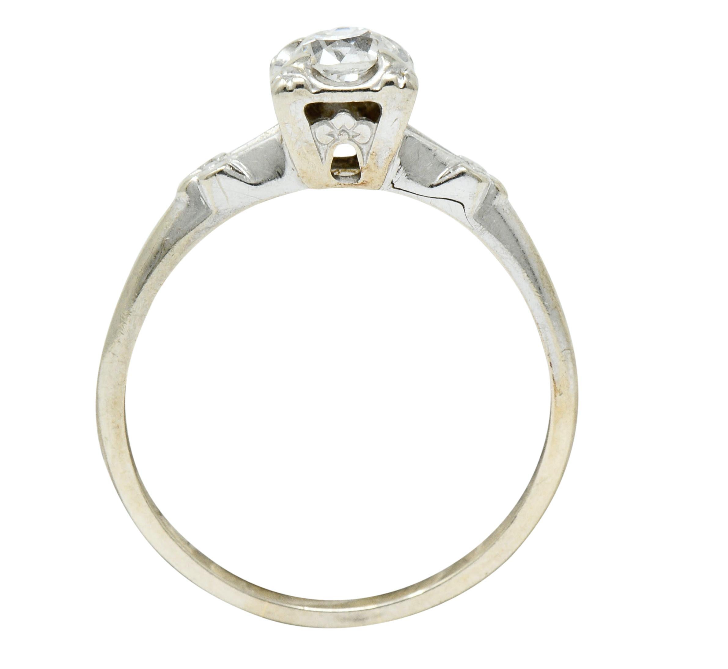 Retro 0.40 Carat Diamond 14 Karat White Gold Blossom Engagement Ring 2
