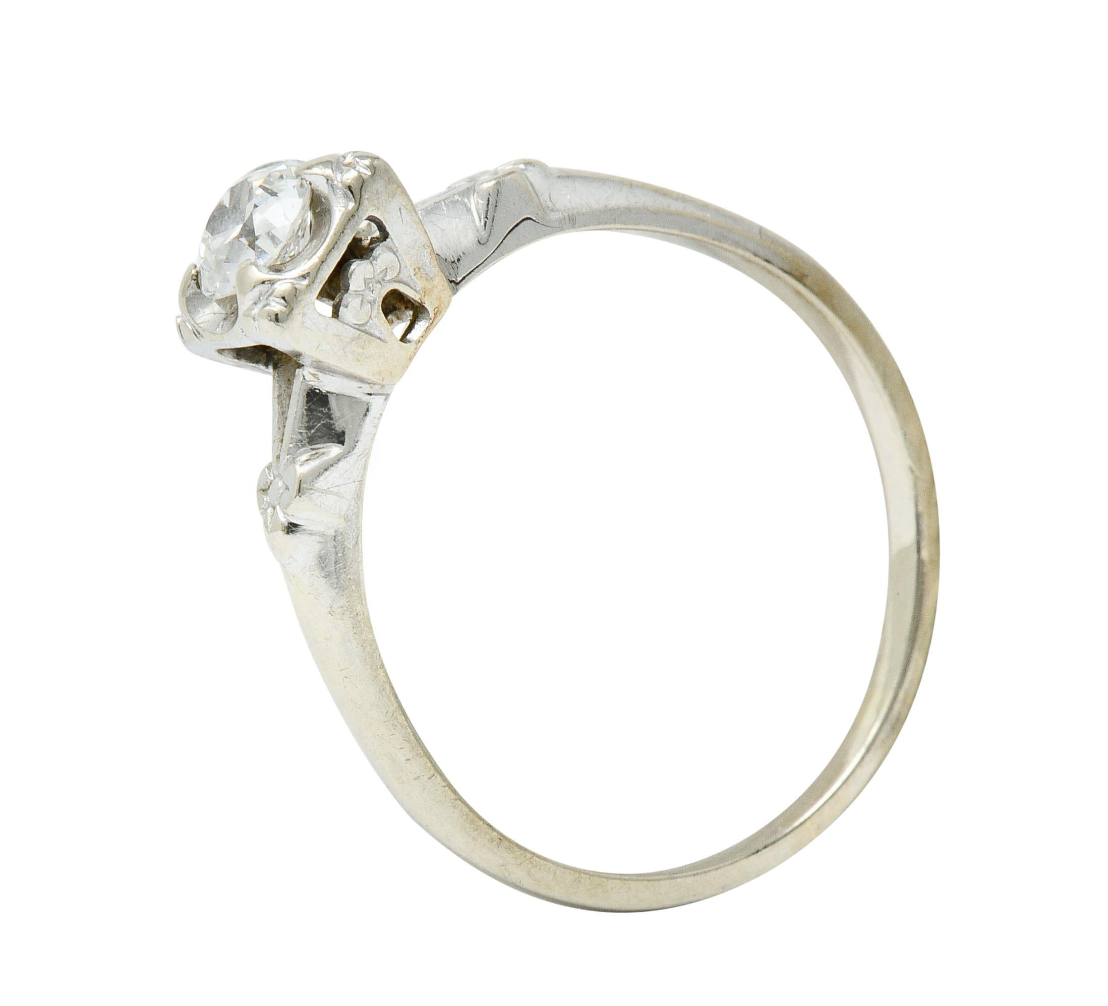 Retro 0.40 Carat Diamond 14 Karat White Gold Blossom Engagement Ring 3