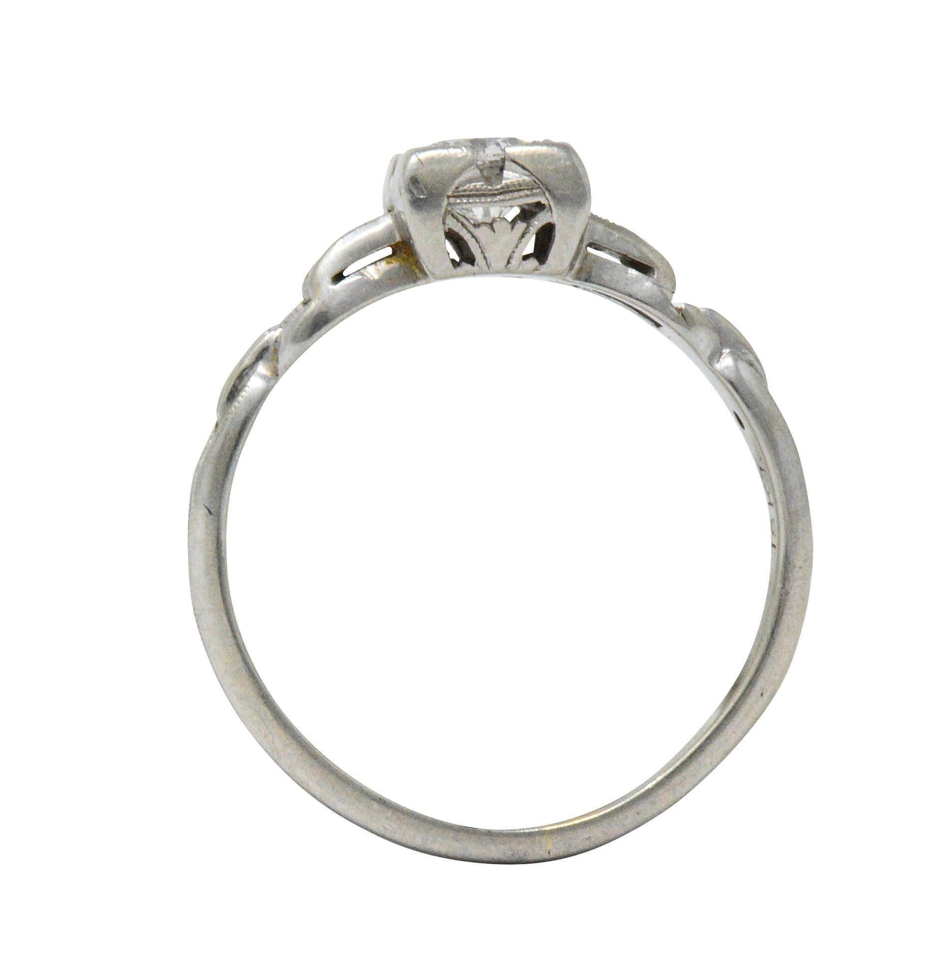 Retro 0.40 Carat Diamond 18 Karat White Gold Engagement Ring 2