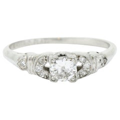 Art Deco 0.40 Carat Diamond Platinum Buckle Engagement Ring