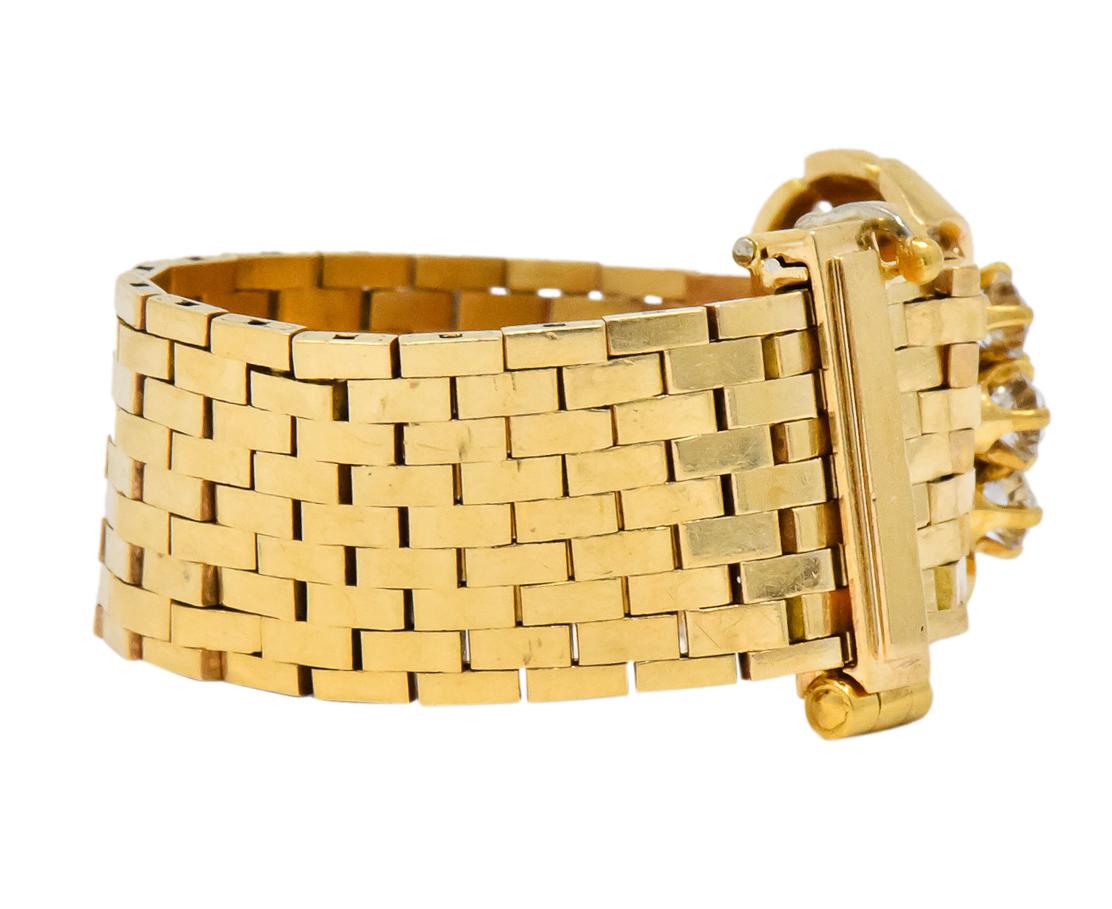 Round Cut Retro 0.40 Carat Diamond Ruby 14 Karat Gold Buckle Ring