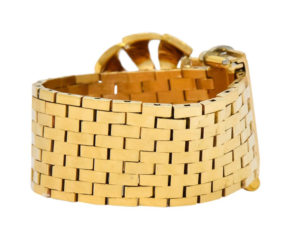 Retro 0.40 Carat Diamond Ruby 14 Karat Gold Buckle Ring In Excellent Condition In Philadelphia, PA