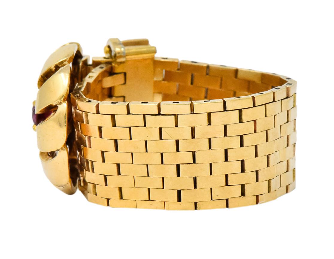 Women's or Men's Retro 0.40 Carat Diamond Ruby 14 Karat Gold Buckle Ring