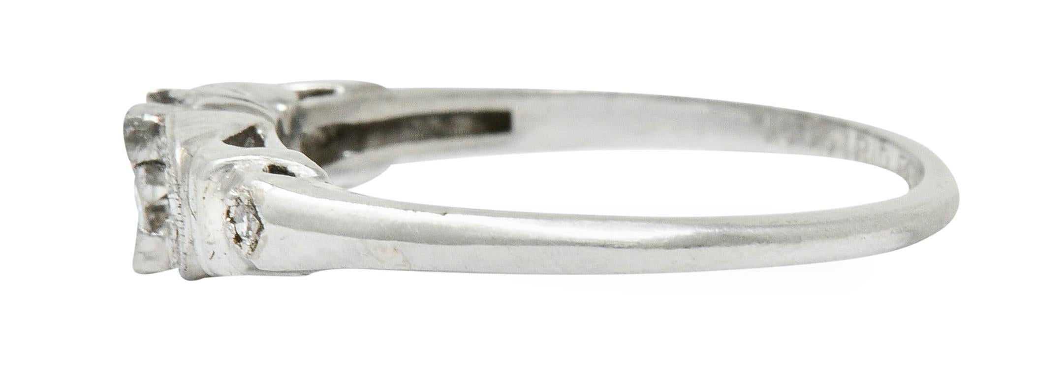 Women's or Men's Art Deco 0.40 Carat Diamond Platinum Buckle Engagement Ring