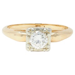 Vintage 0.40 CTW Diamond 14 Karat Two-Tone Gold Solitaire Vintage Engagement Ring