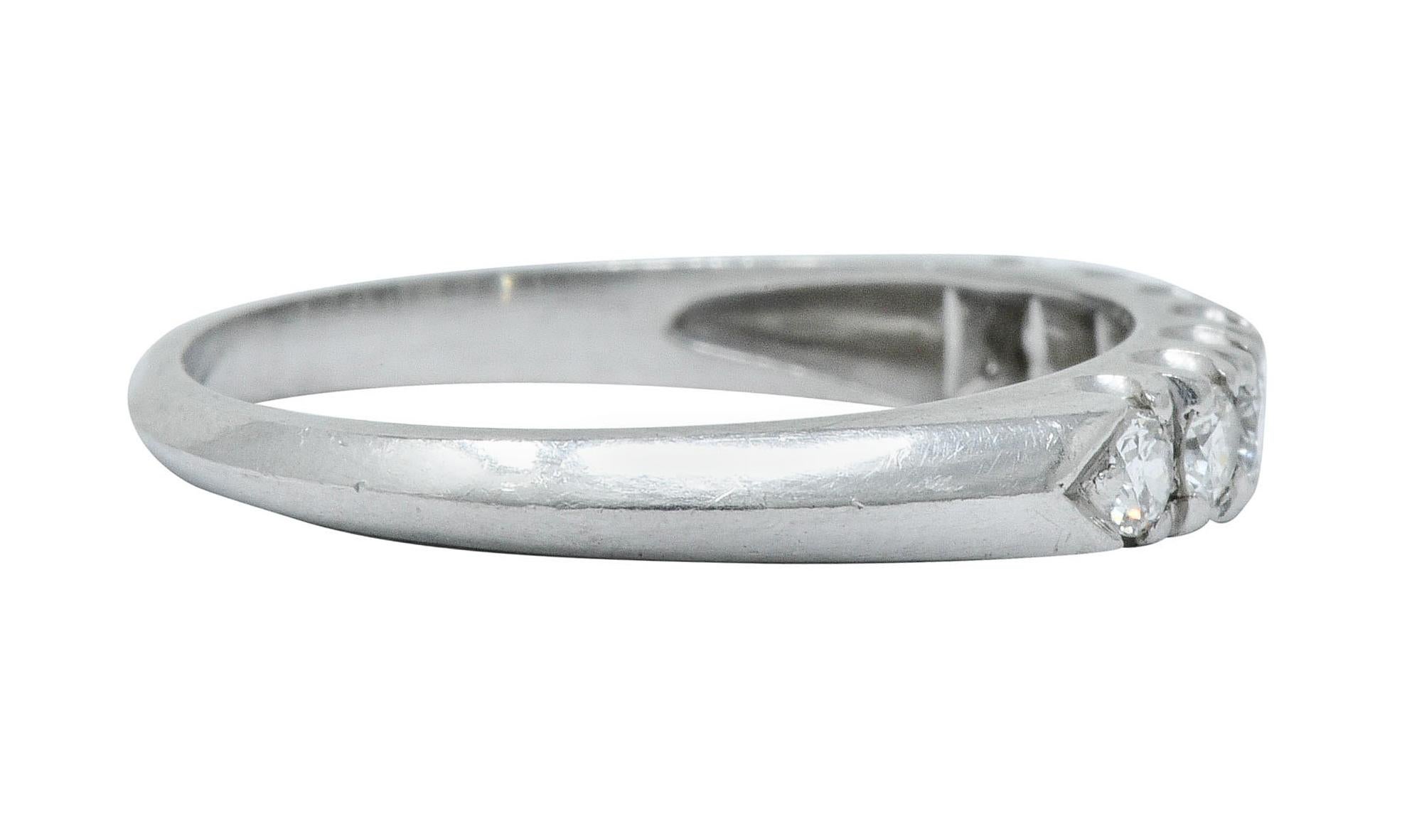 Brilliant Cut Retro 0.45 Carat Diamond Platinum Fishtail Anniversary Band Ring