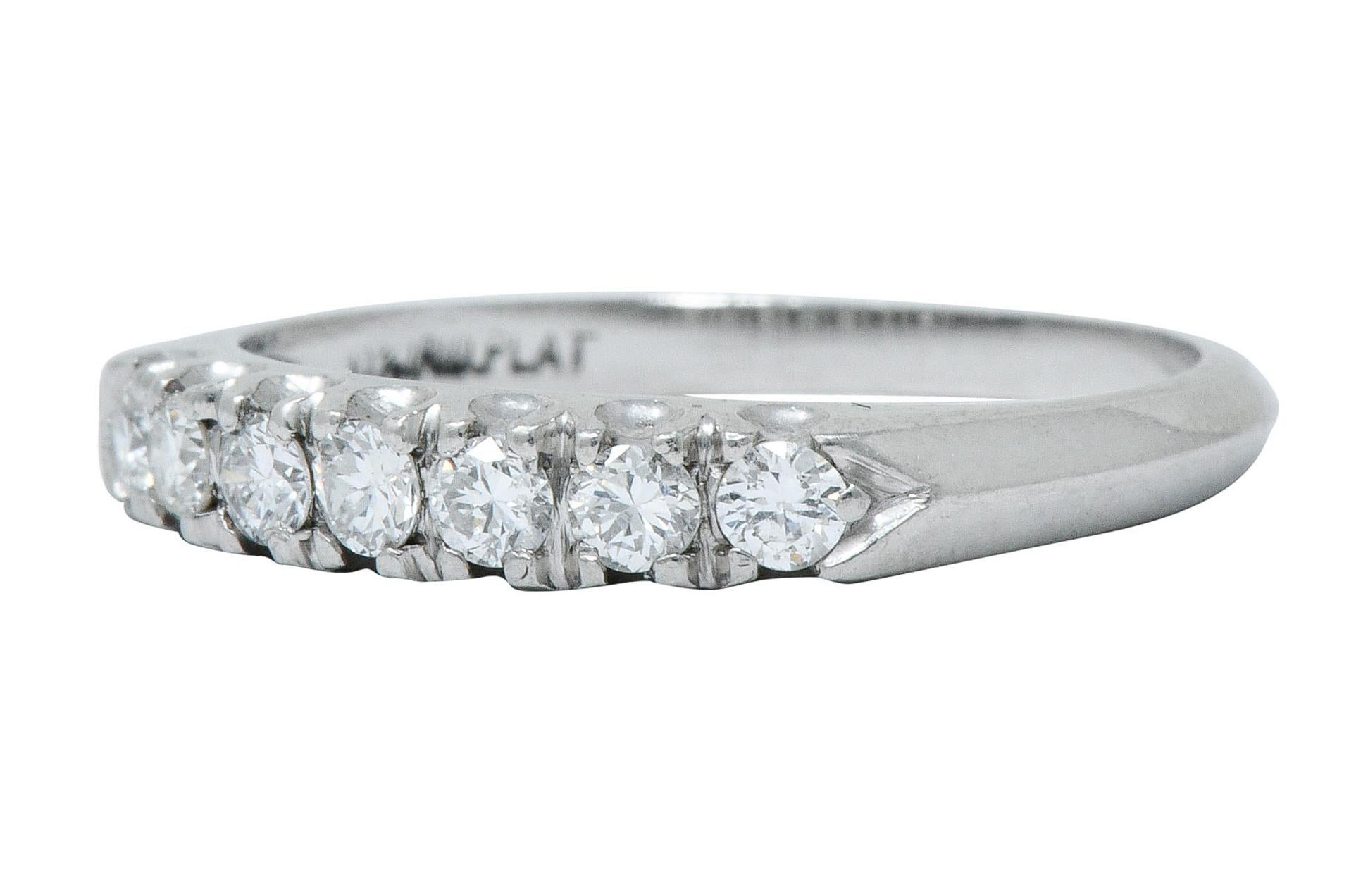 Women's or Men's Retro 0.45 Carat Diamond Platinum Fishtail Anniversary Band Ring