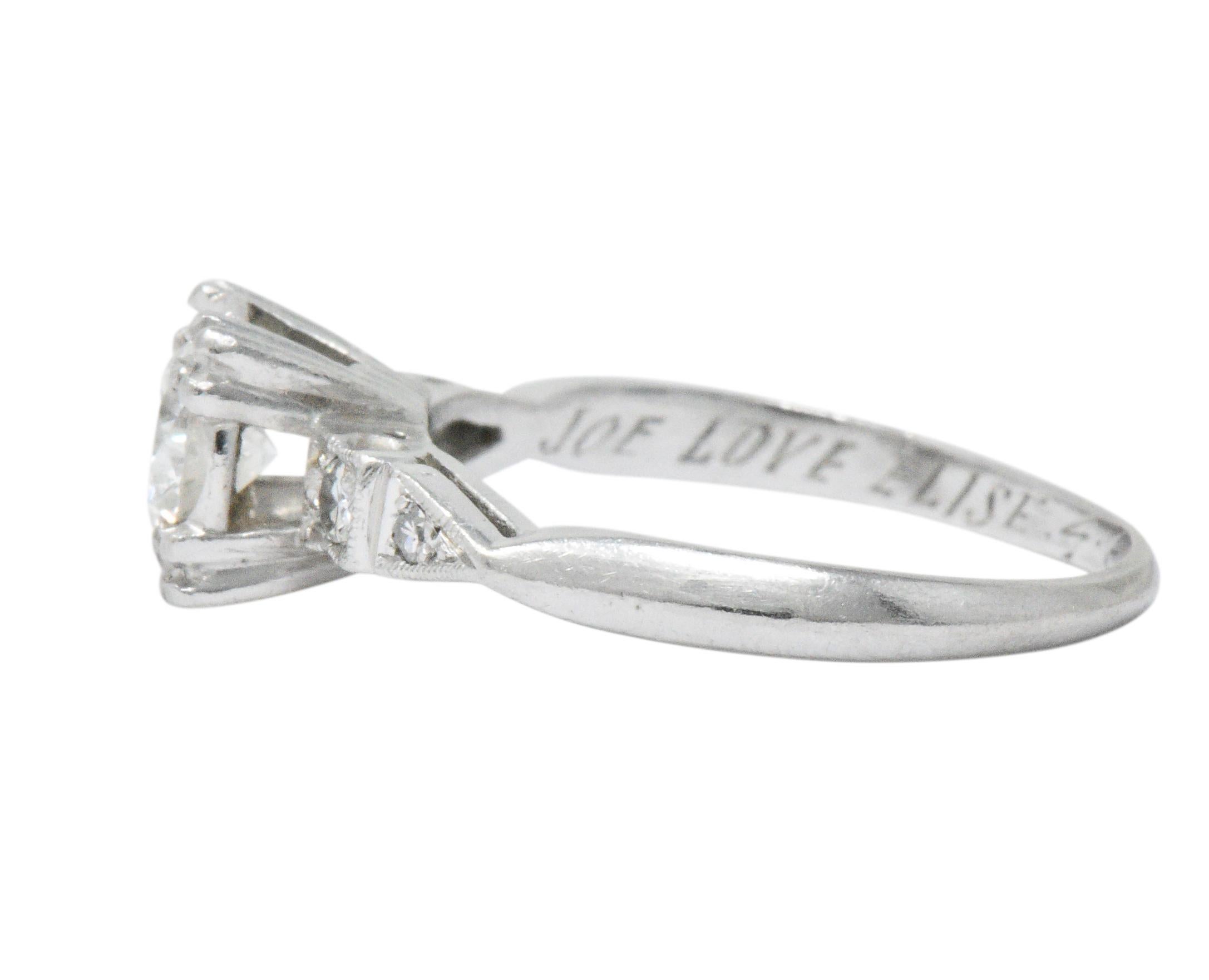 Round Cut Retro 0.46 Carat Diamond Platinum Engagement Ring