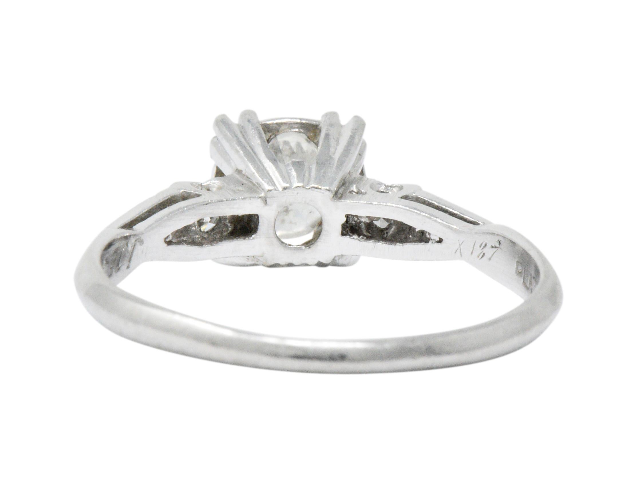 Retro 0.46 Carat Diamond Platinum Engagement Ring In Excellent Condition In Philadelphia, PA