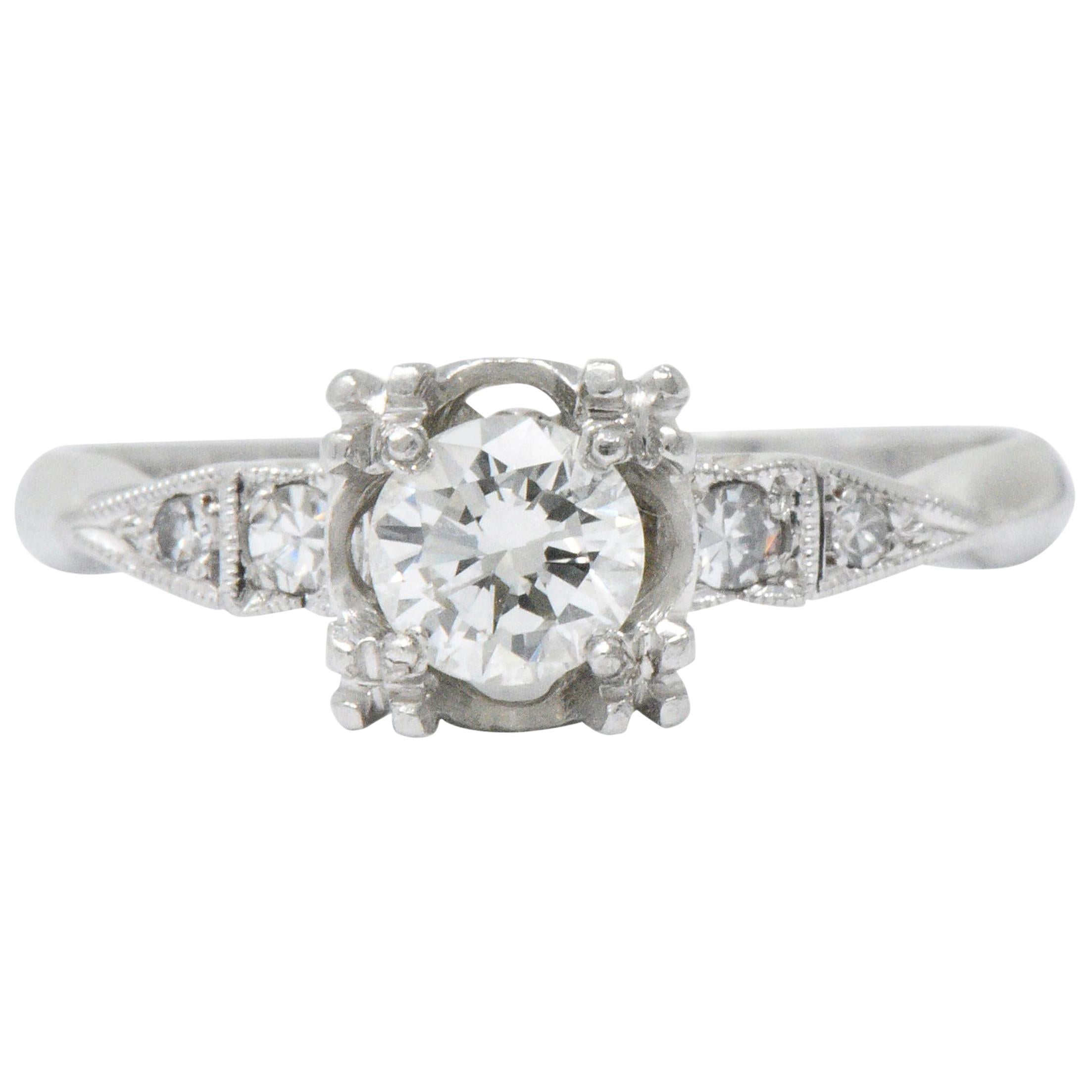 Retro 0.46 Carat Diamond Platinum Engagement Ring