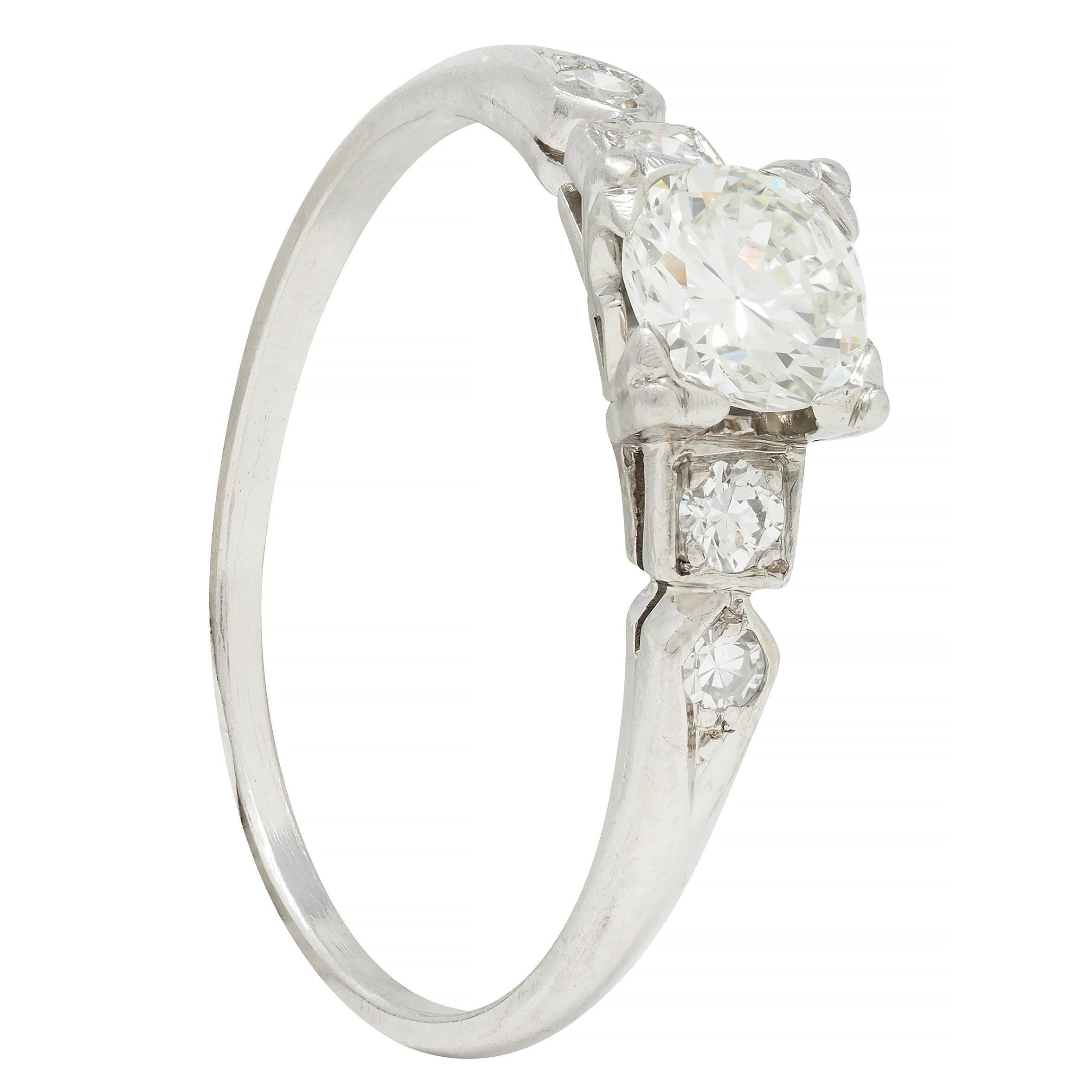 Retro 0.49 CTW Transitional Cut Diamond Platinum Vintage Engagement Ring For Sale 6