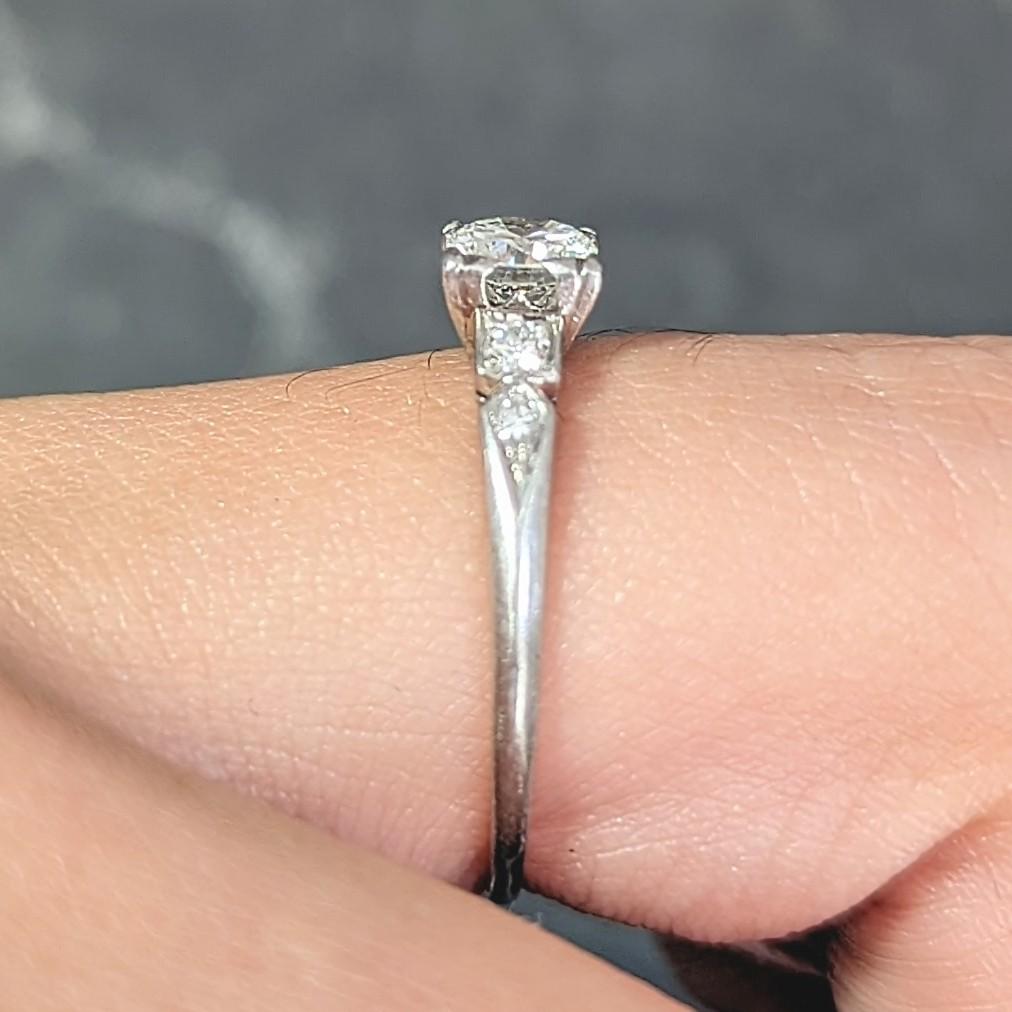 Retro 0.49 CTW Transitional Cut Diamond Platinum Vintage Engagement Ring For Sale 9