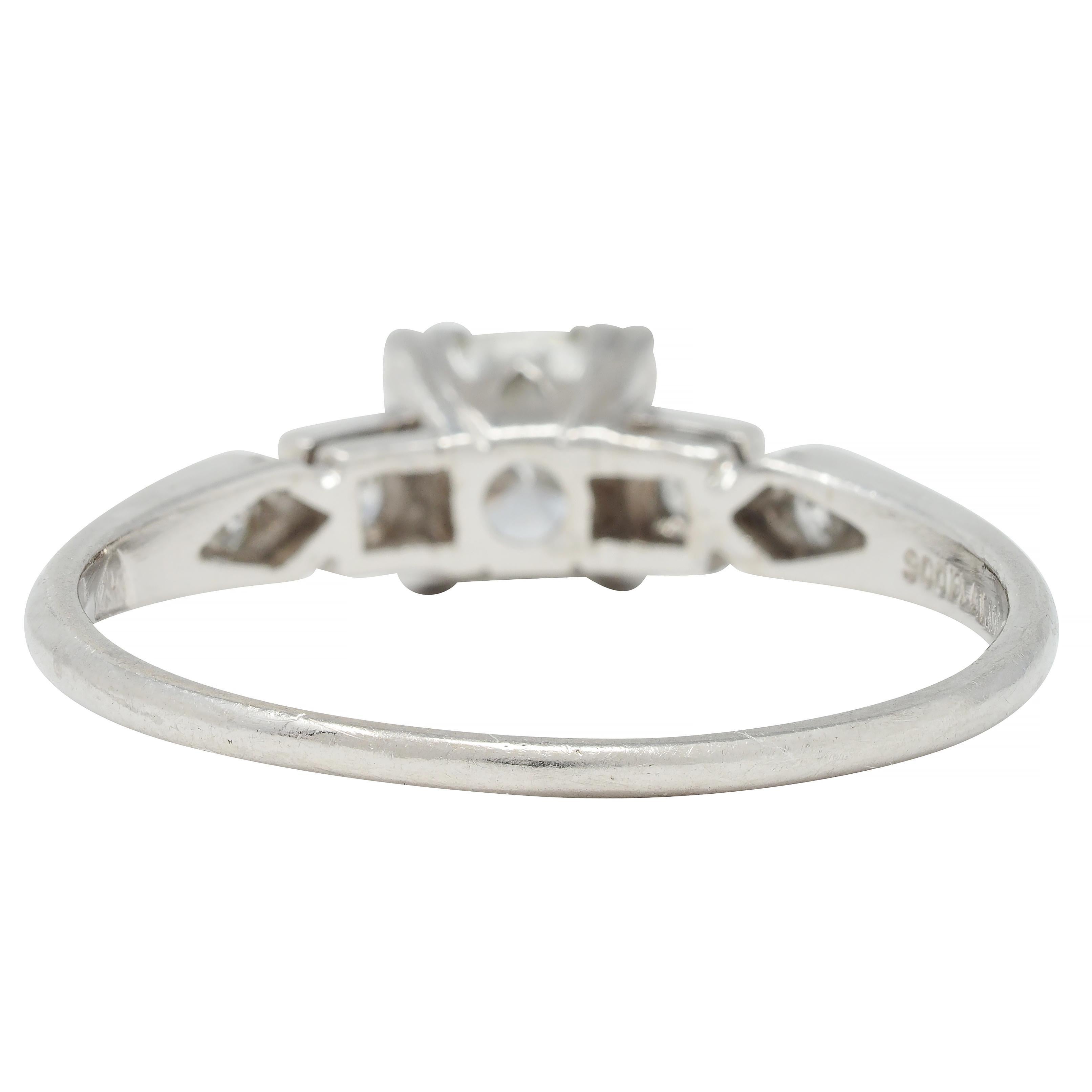 Women's or Men's Retro 0.49 CTW Transitional Cut Diamond Platinum Vintage Engagement Ring For Sale