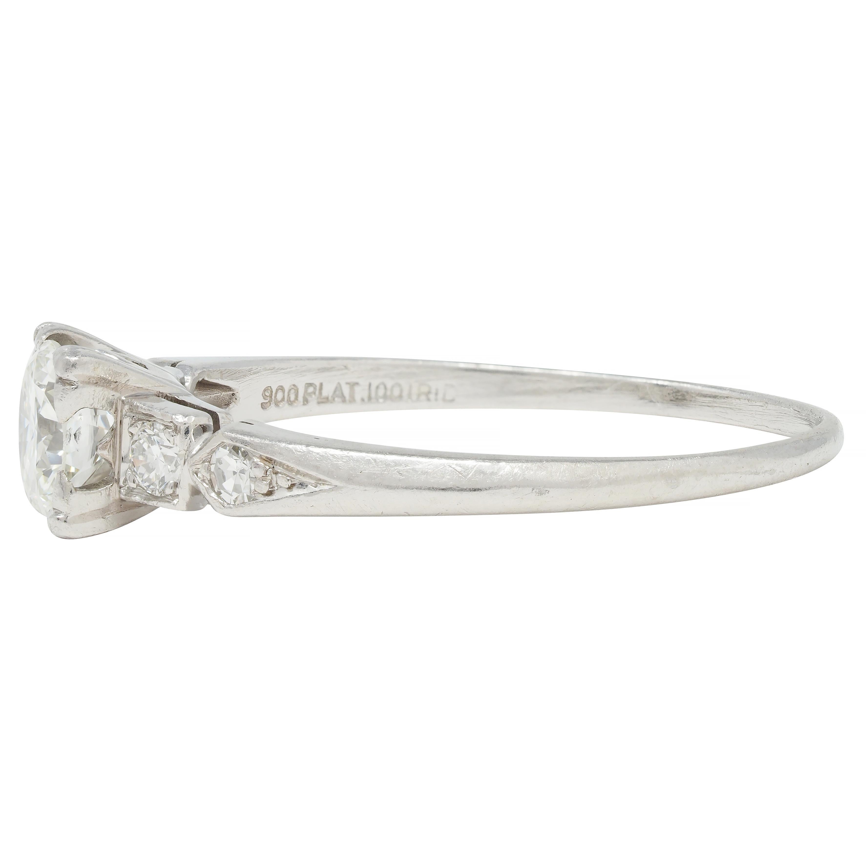 Retro 0.49 CTW Transitional Cut Diamond Platinum Vintage Engagement Ring For Sale 1