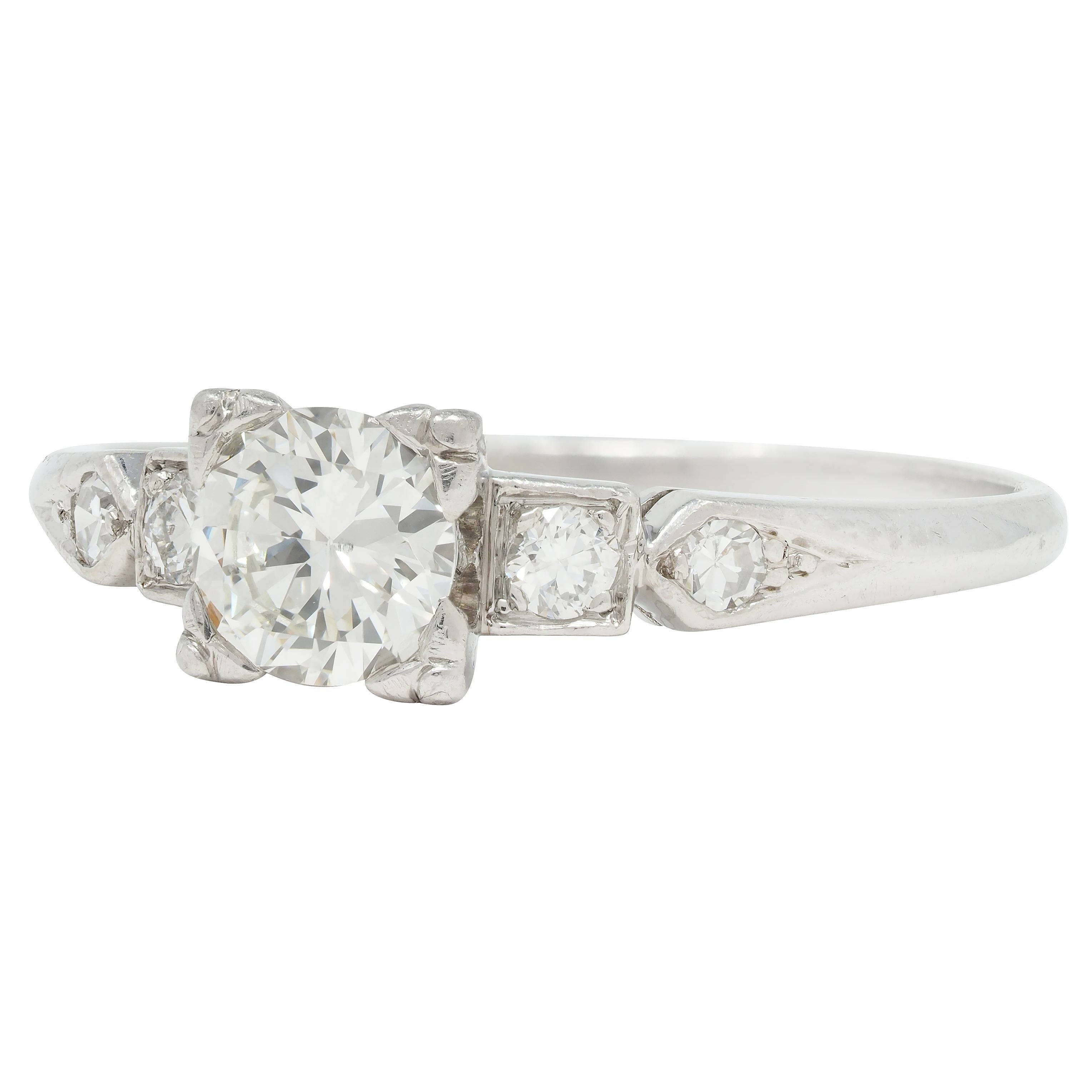 Retro 0.49 CTW Transitional Cut Diamond Platinum Vintage Engagement Ring For Sale 2