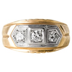 Retro 0,50 Karat 3 Stone Diamantring 14K Zwei-Ton-Gold