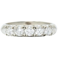 Retro 0.50 Carat Diamond 14 Karat White Gold Fishtail Band Ring