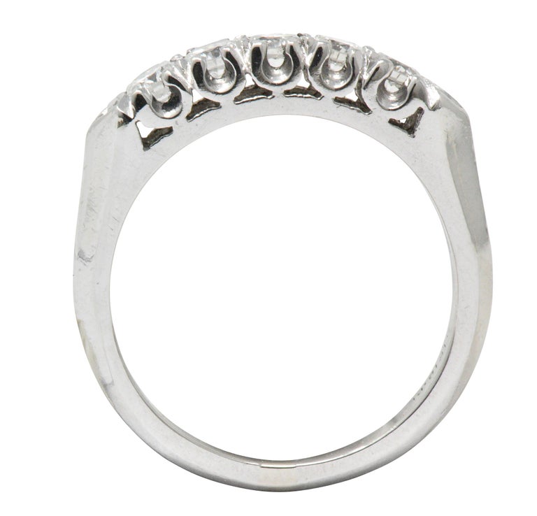 Retro 0.50 Carat Diamond Platinum Anniversary Band Stackable Ring For
