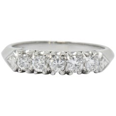 Vintage 0.50 Carat Diamond Platinum Fishtail Anniversary Band Ring