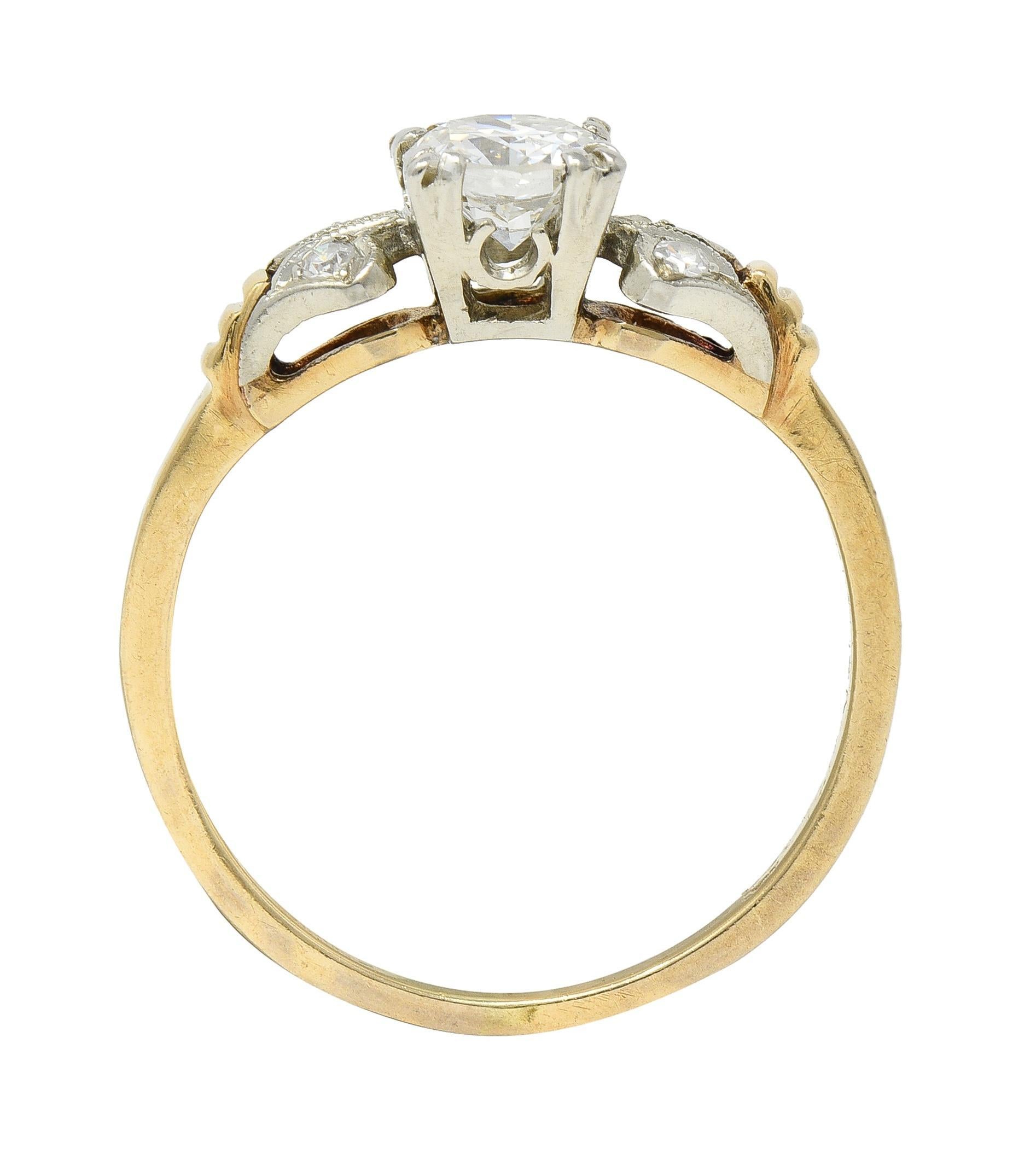 Retro 0.52 CTW Old European Cut Diamond 14 Karat Two-Tone Gold Engagement Ring 6