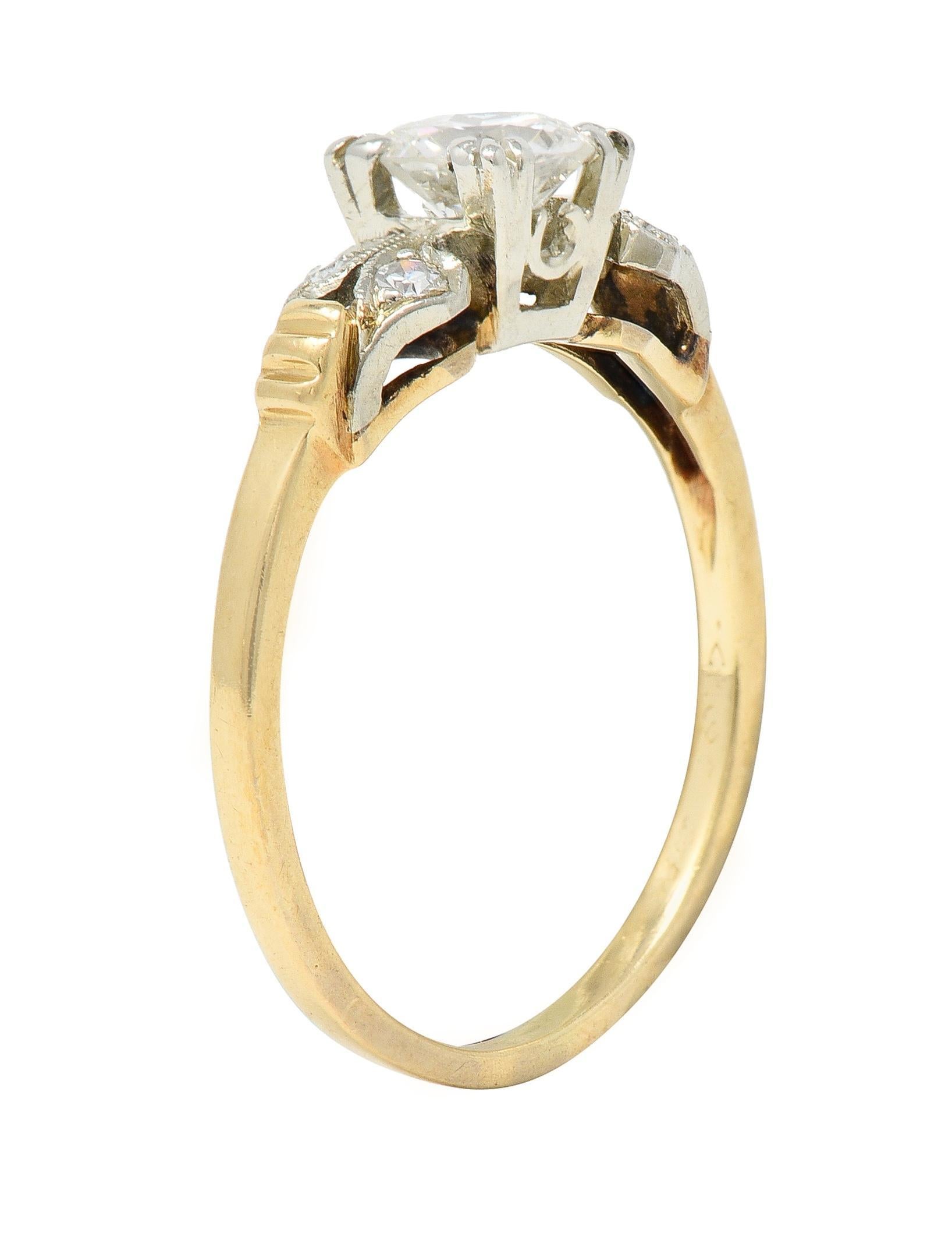 Retro 0.52 CTW Old European Cut Diamond 14 Karat Two-Tone Gold Engagement Ring 7