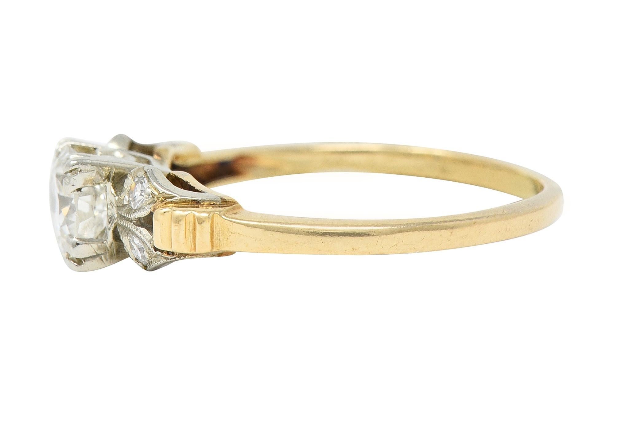 Retro 0.52 CTW Old European Cut Diamond 14 Karat Two-Tone Gold Engagement Ring 1